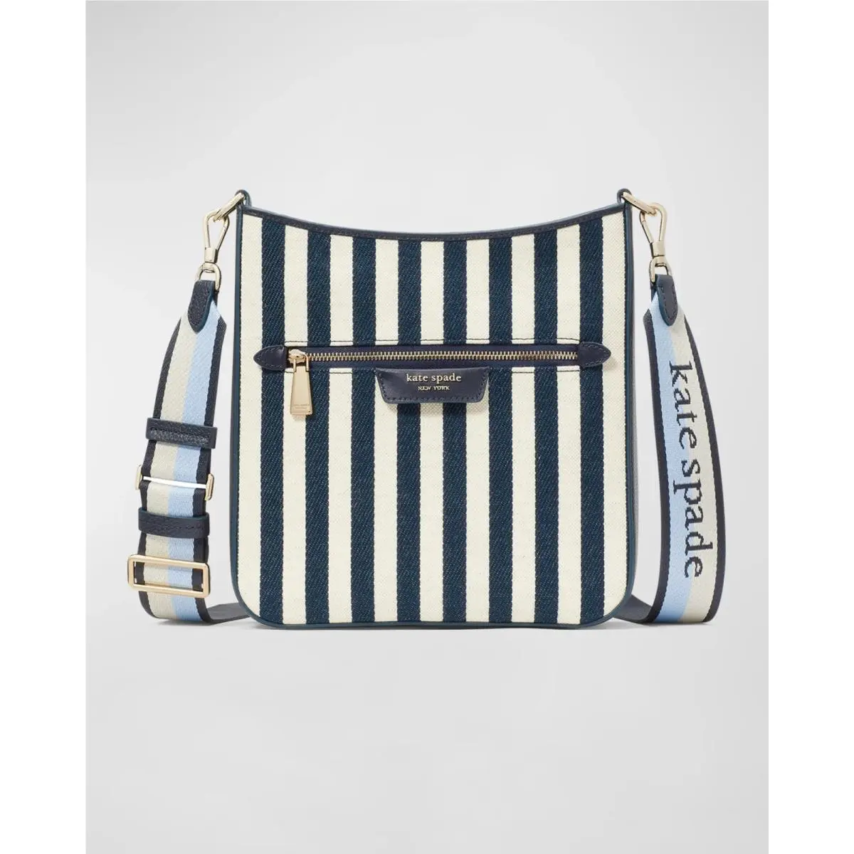 Kate Spade New York Hudson Striped Canvas Messenger Crossbody Bag