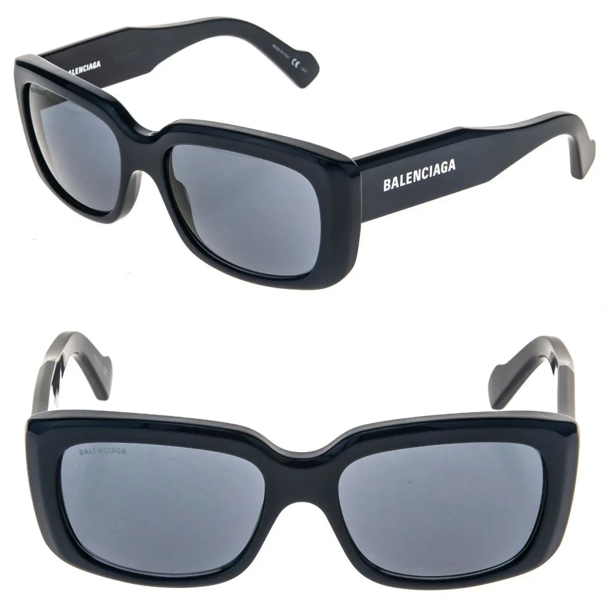 Balenciaga BB0072S Paris Navy Blue 0072 Rectangular Unisex Sunglasses