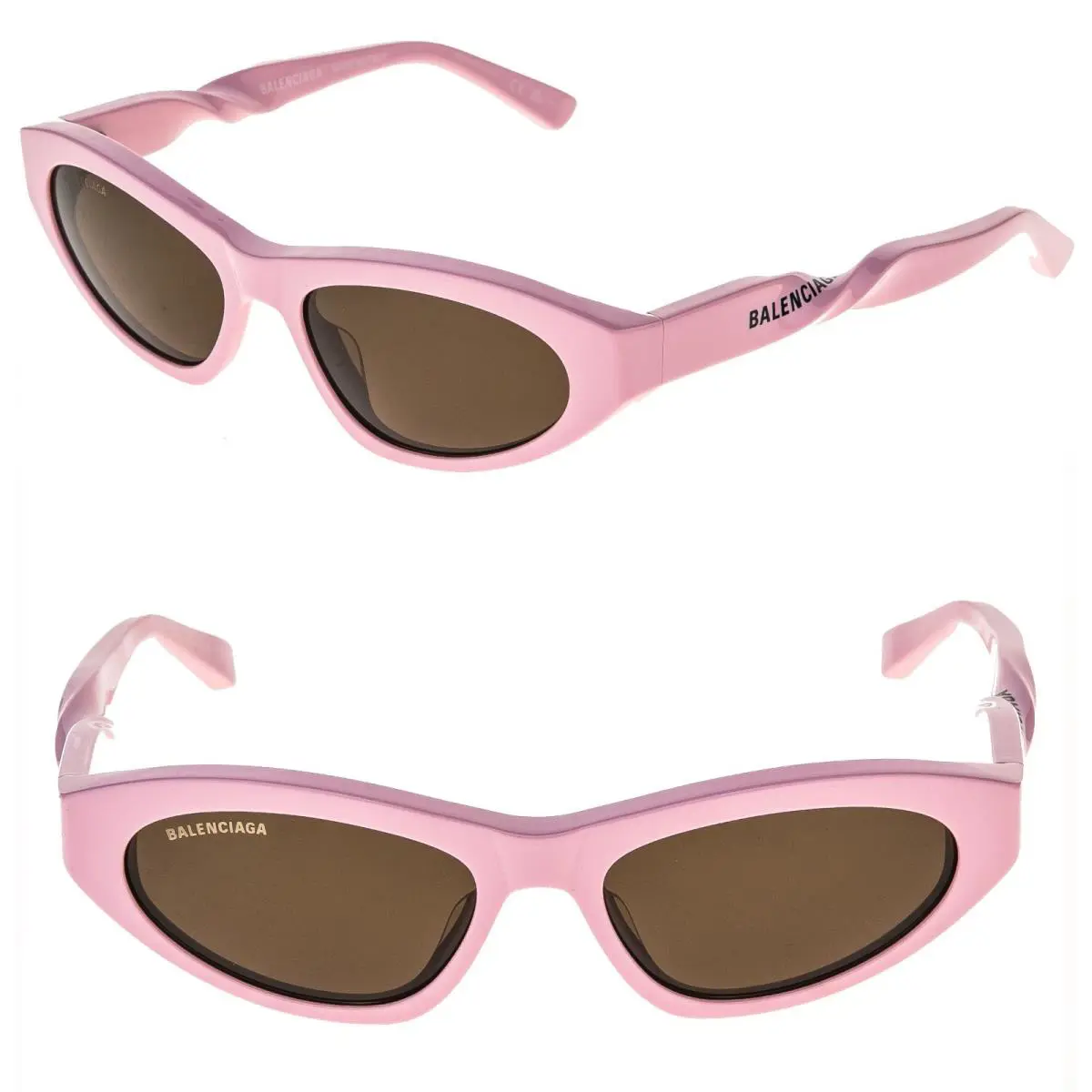 Balenciaga BB0207S Everyday Twist 0207 Pink Brown 004 Fashion BB Logo Sunglasses