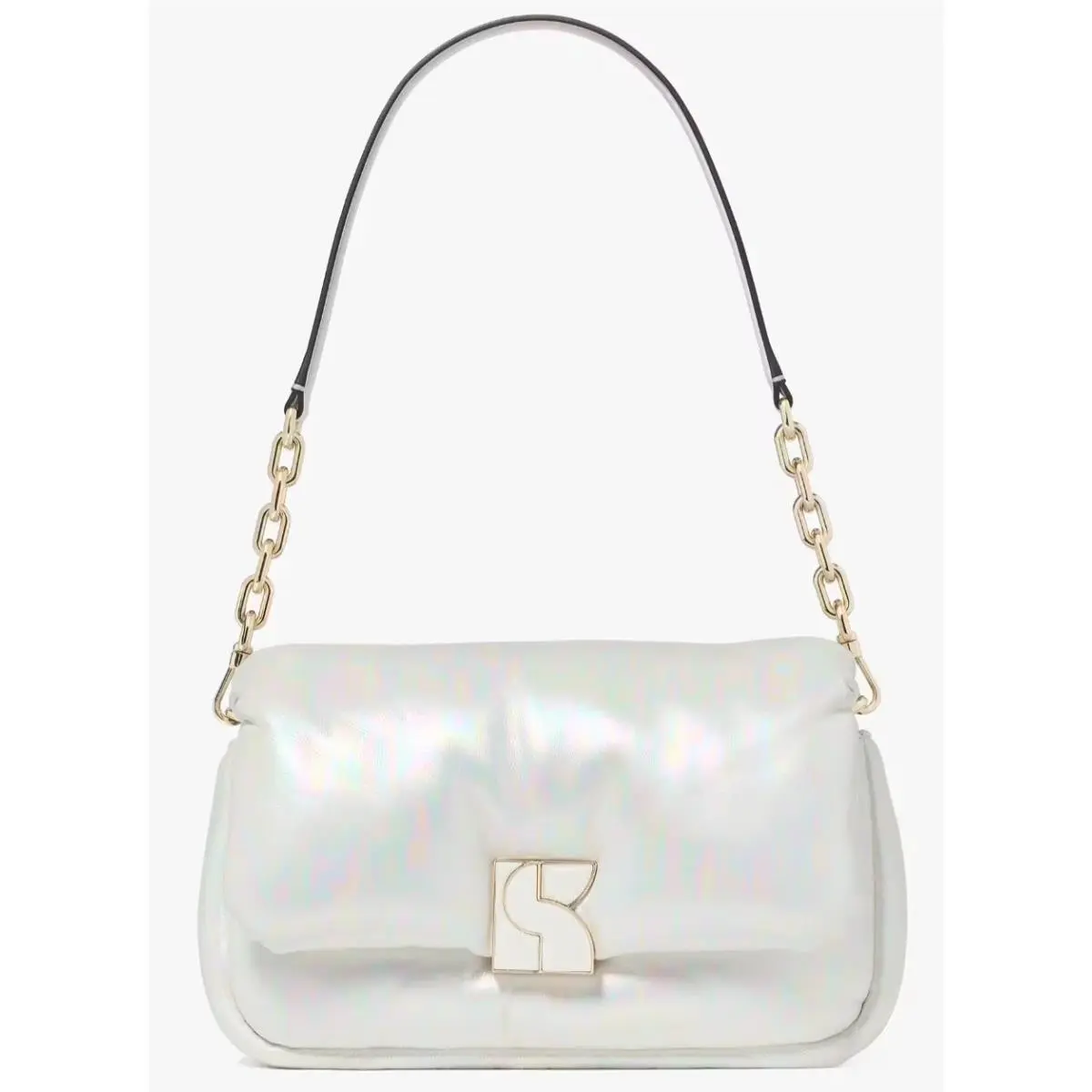 Kate Spade Dakota Convertible Iridescent White Leather Crossbody Bag KI473