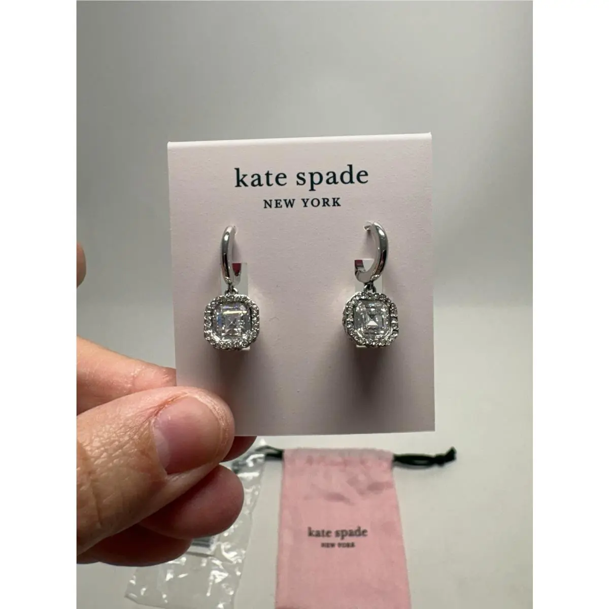 Kate Spade Pave Drop Earrings Brilliant Sentiment Clear/silver 911 New