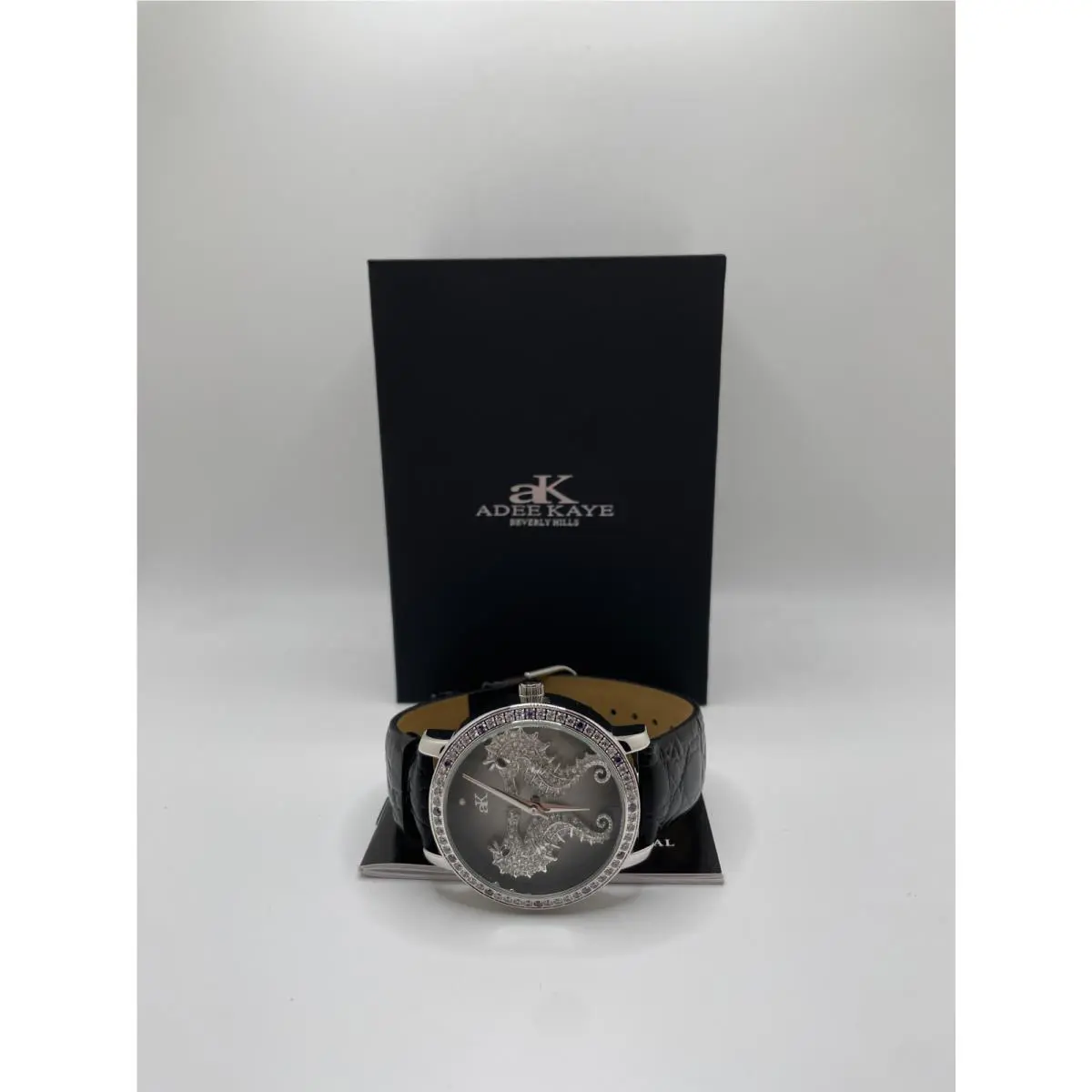 Seahorsee AK2002-LPU Mens Silver Case Black Band Analog Wristwatch by Adee Kaye