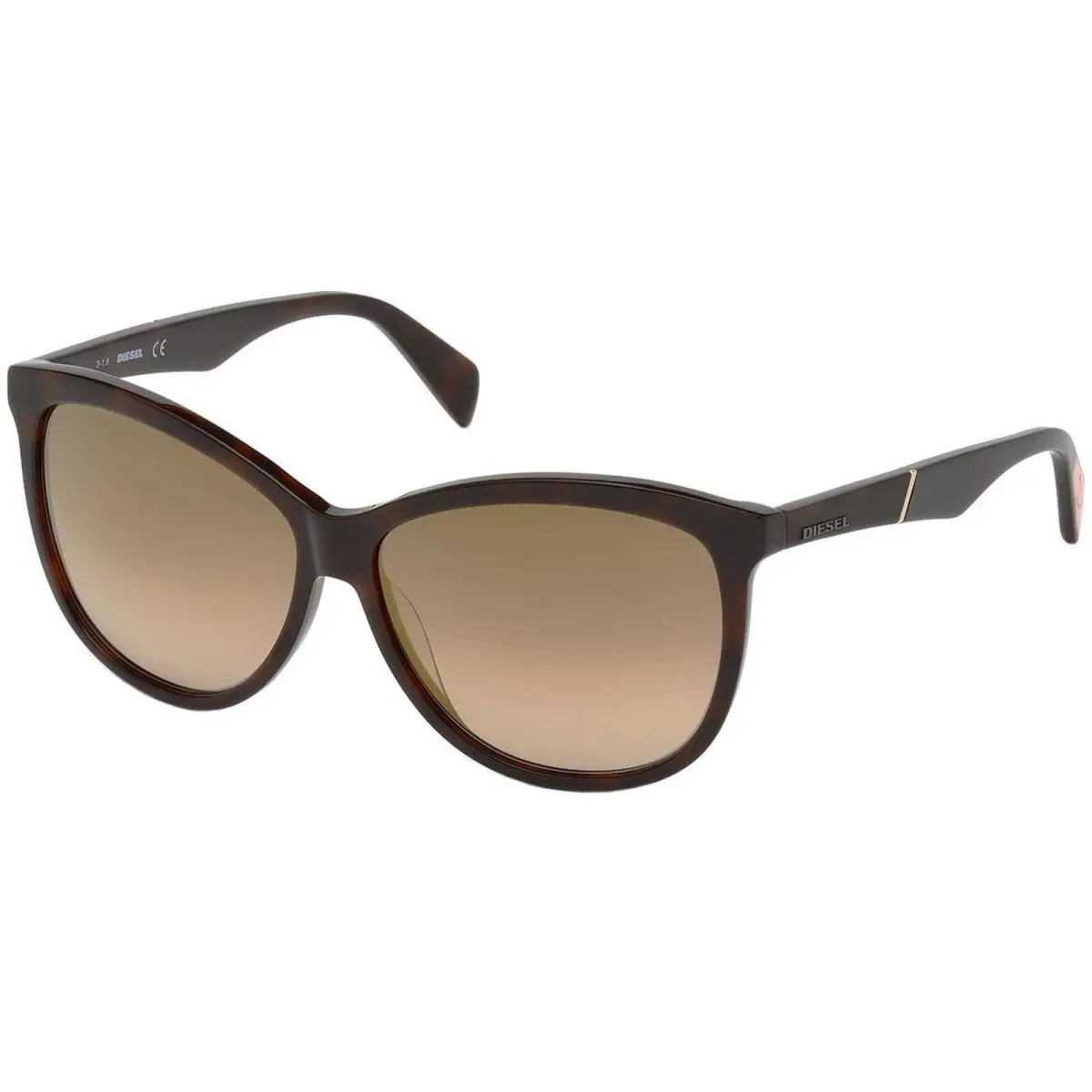DL0221-52G Women`s Acetate Dark Tortoise Sunglasses Brown Mirored Lens by Diesel