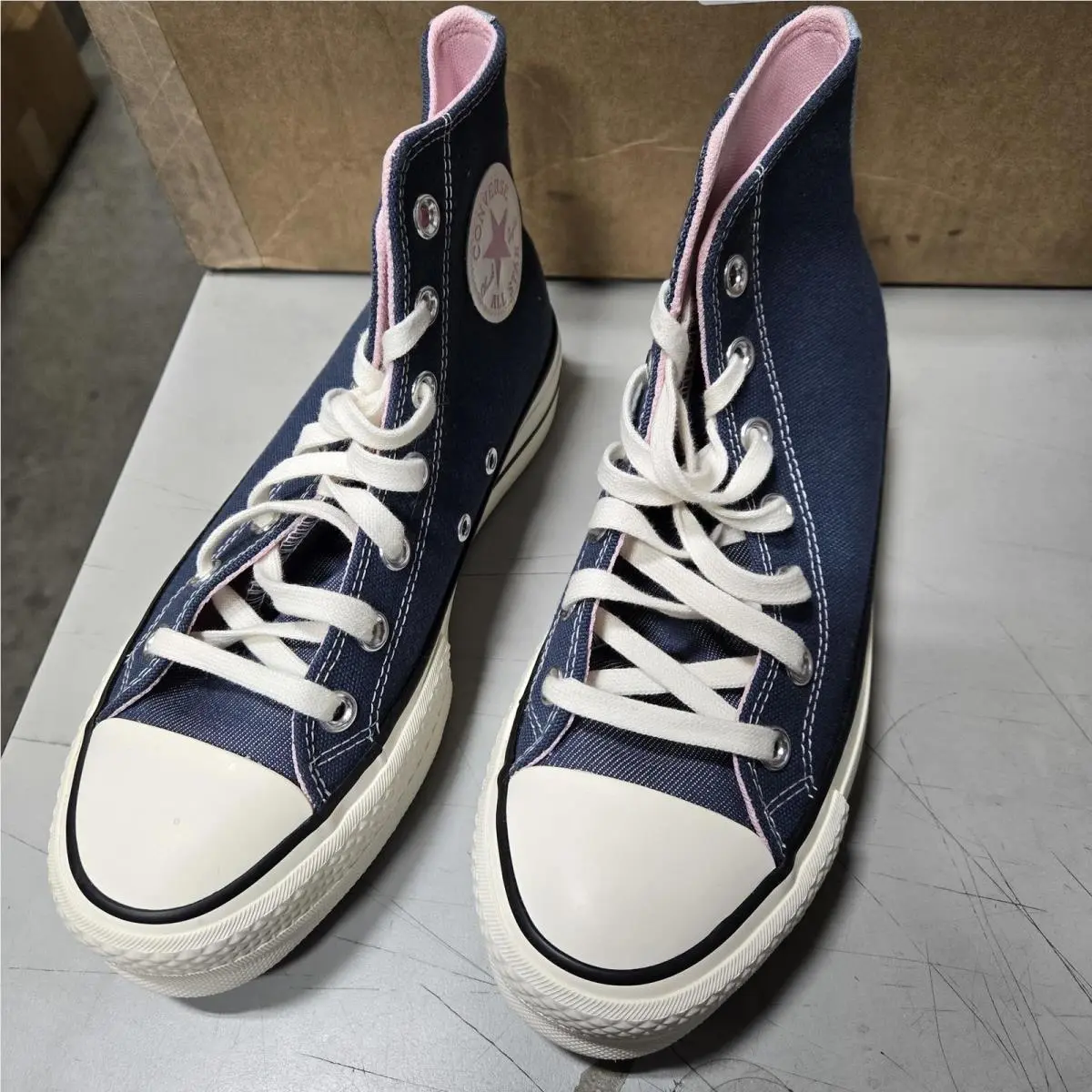 Converse Women`s Chuck Taylor All Star Lift Platform Denim Sneakers Navy/pink 7