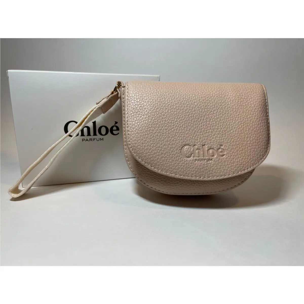 Chloe Parfum Cream Beige Pouch Small Cosmetic Makeup Bag Clutch Travel Pouch