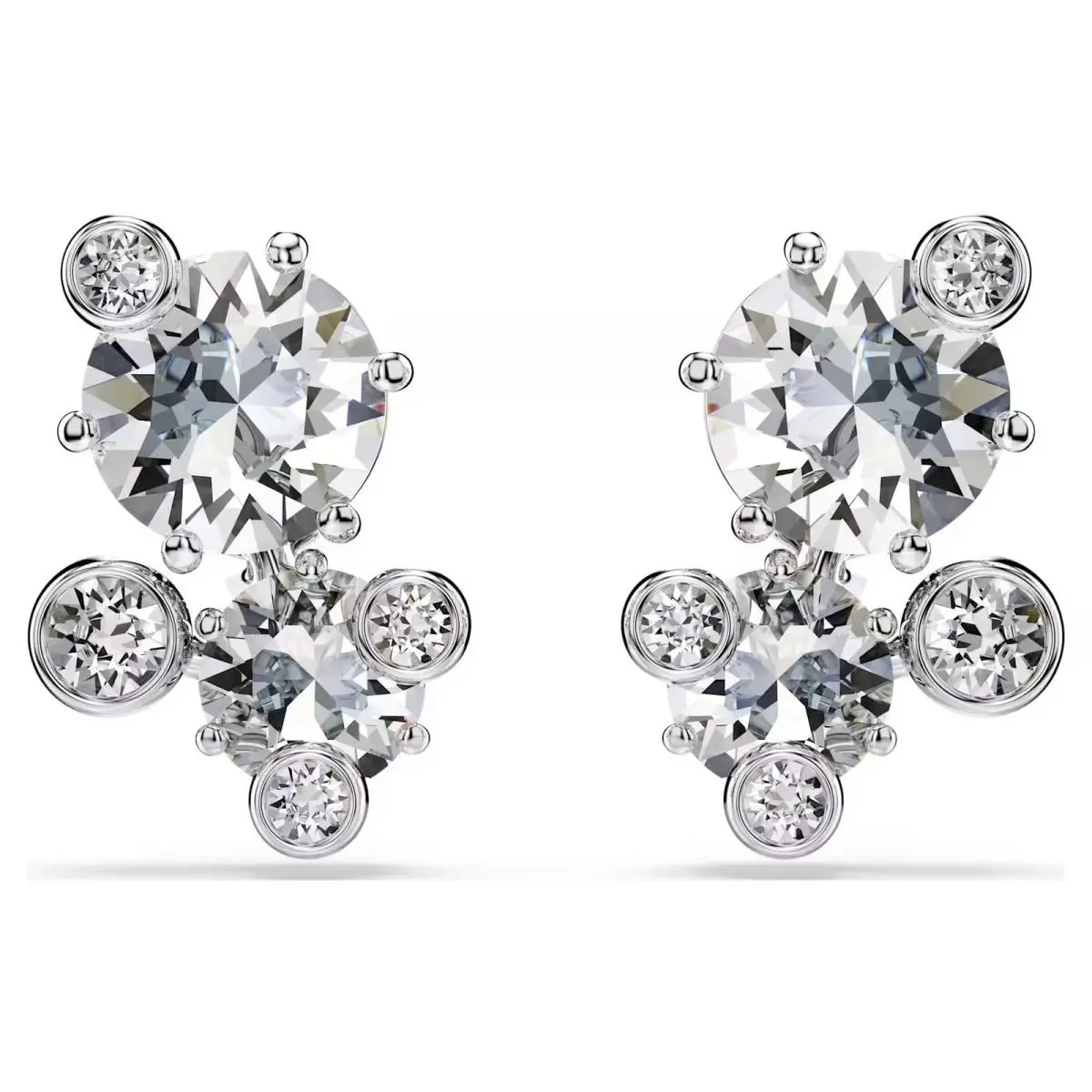Swarovski Zirconia Constella Stud Earrings Round Cut White Rhodium 5732253