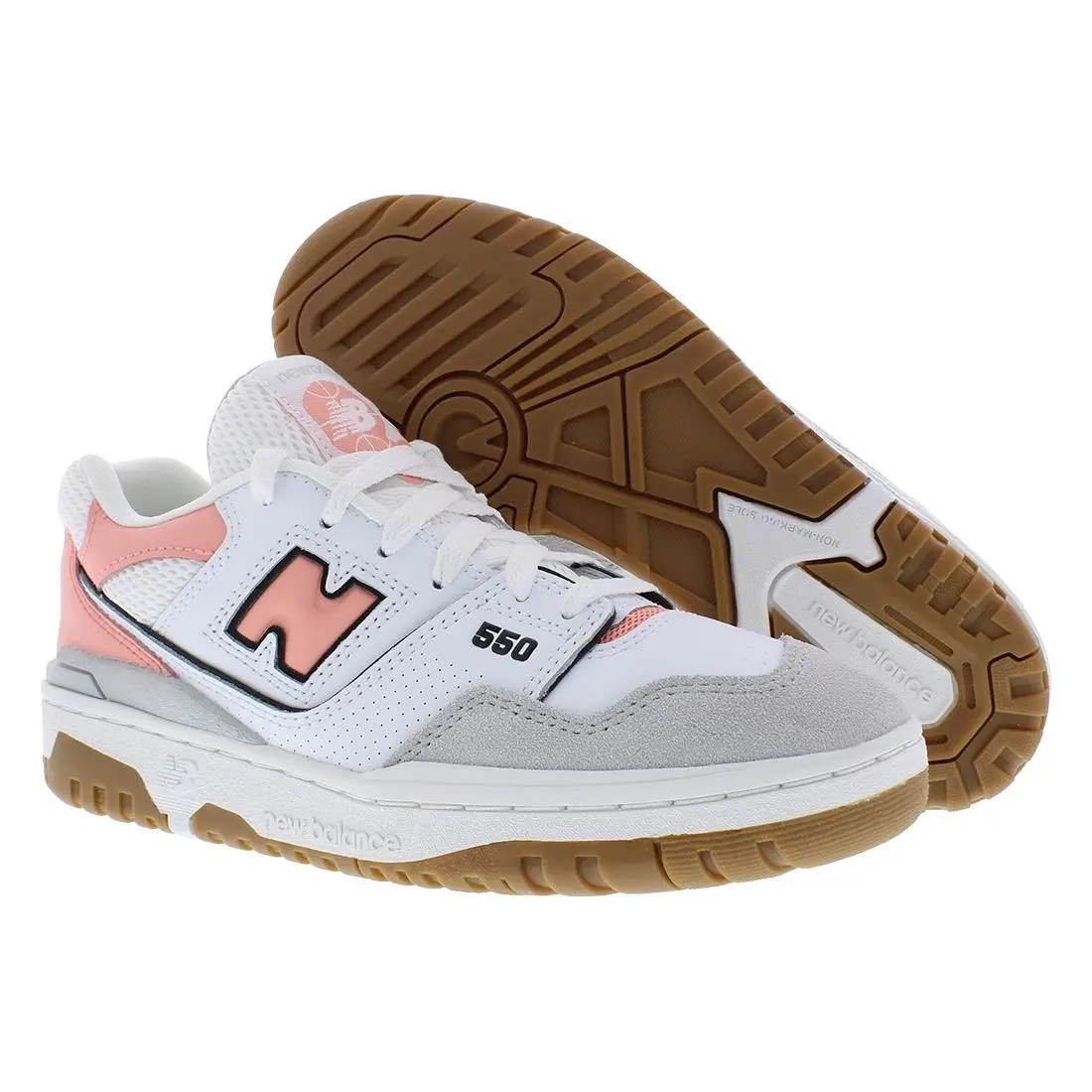 New Balance 550 GS Girls Shoes Size 5.5 Color: Grey/pink