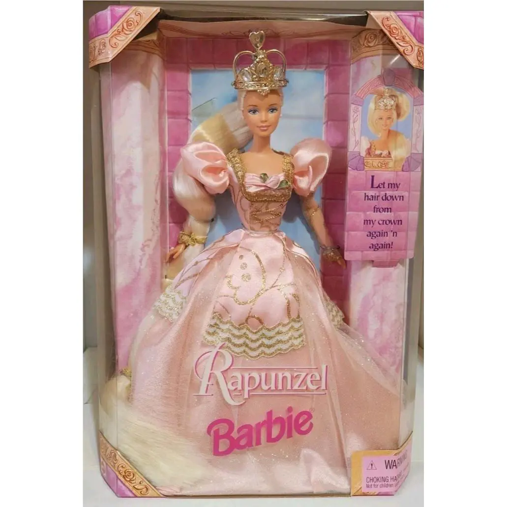 Princess Rapunzel Barbie Doll Let Her Hair Down with Crown 1997 Nrfb - Doll Hair: Blonde, Doll Eye: Blue