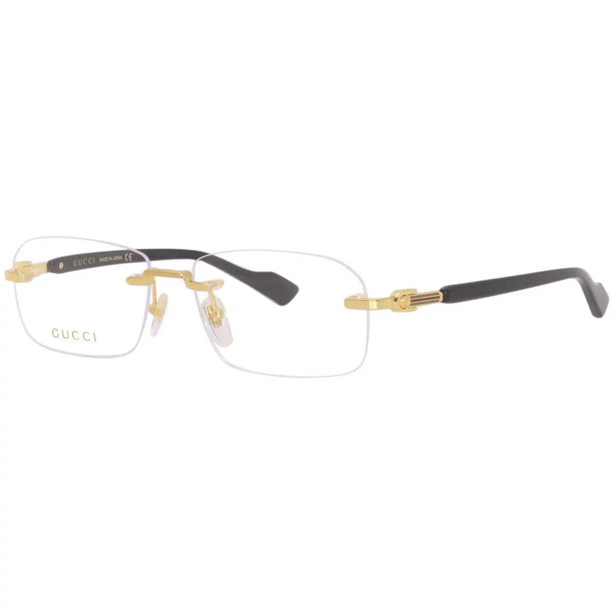 Gucci GG1221O 001 Eyeglasses Men`s Gold/black Rimless Style Rectangle Shape