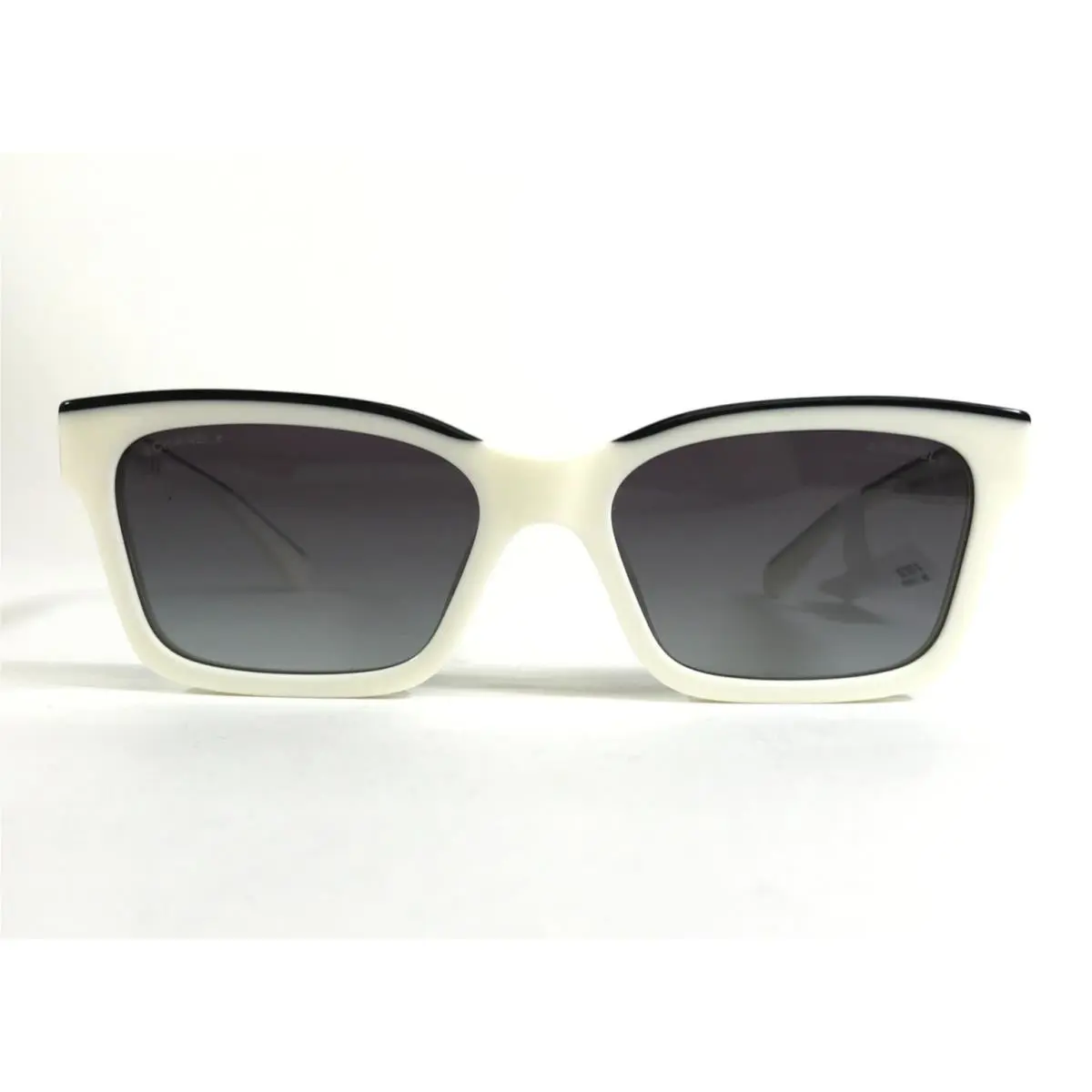 Chanel Sunglasses 5417-A c.1763/S6 White Black Cat Eye with Gradient Gray Lenses