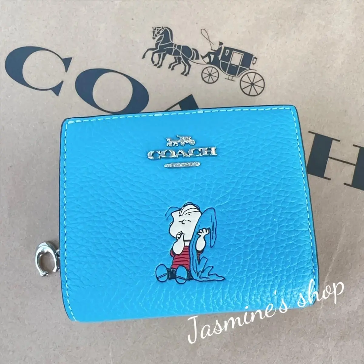 x Peanuts Snap Wallet Snoopy/lucy/Linus/CBN32/CBN89/CBN91/CBN90 CBN91/Linus/parrot blue multi by Coach