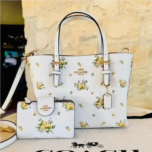 Coach Floral Print Mollie 25 Satchel Crossbody Handbag /wallet Chalk Multi