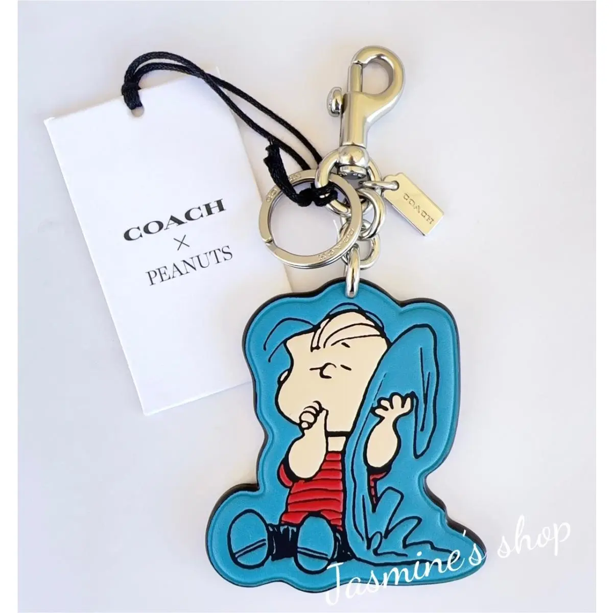 x Peanuts 2025 Linus Leather Bag Charm Keychain CBG56 by Coach