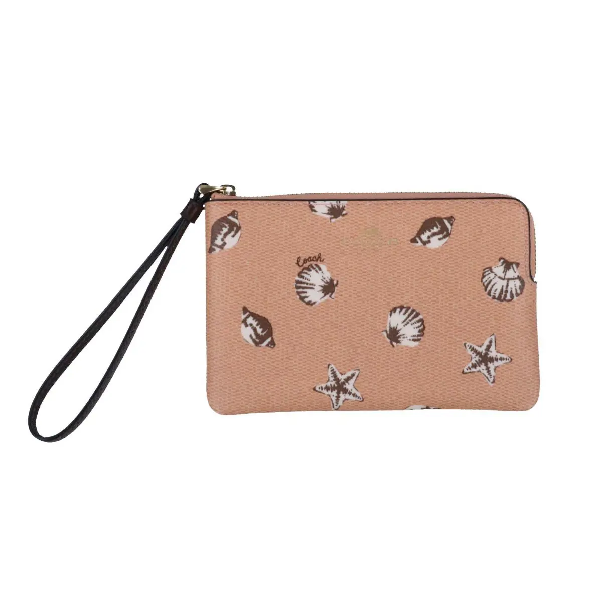 Coach Women`s Corner Zip Wristlet Small Clutch Wallet Logo Wrist Strap Cardcase