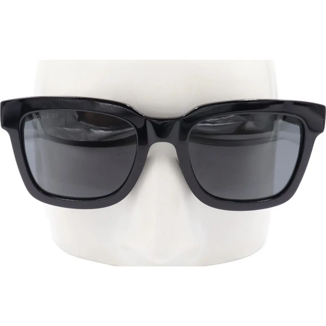 Gucci Polished Black Square Unisex Smoke Sunglasses GG001SN 52
