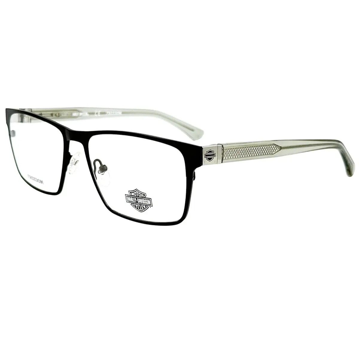 Harley Davidson HD9003 Men`s Metal Eyeglass Frame 001 Shiny Black 56-17