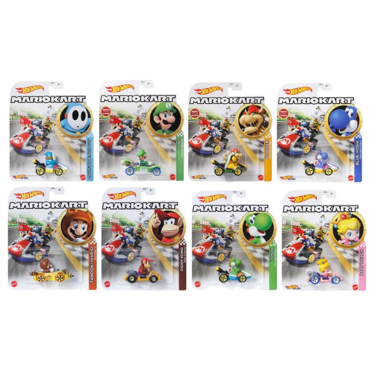 Hot Wheels Mario Kart Die Cast Character Cars Collection 8 Pack
