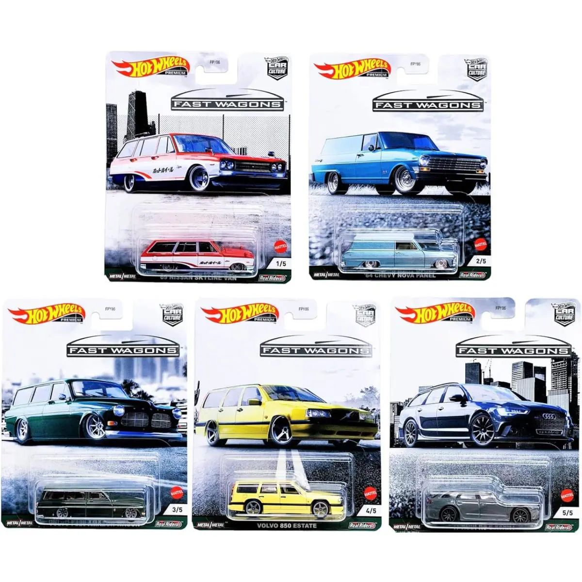 Hot Wheels Car Culture Fast Wagons Series Set of 5 1/64 Diecast