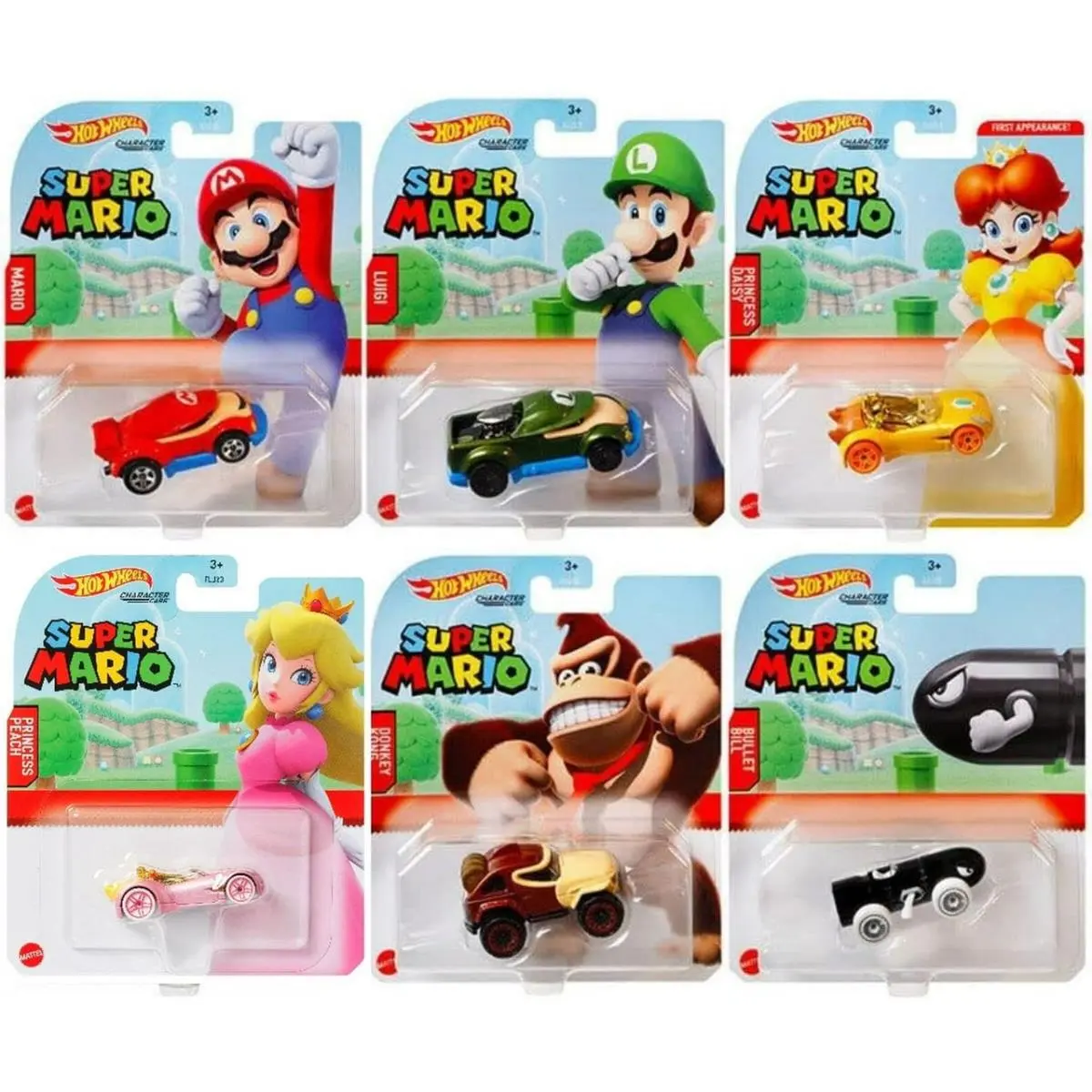 Hot Wheels Super Mario Character Cars Complete Bundle of 6 HDL35-986A
