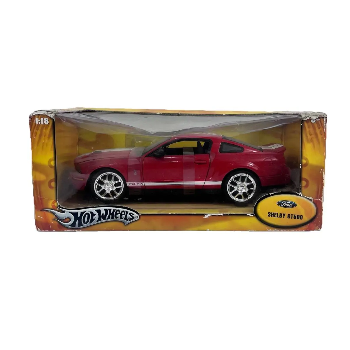 Hot Wheels 1:18 Ford Shelby Cobra GT500 Production Car Red White Stripe Nos