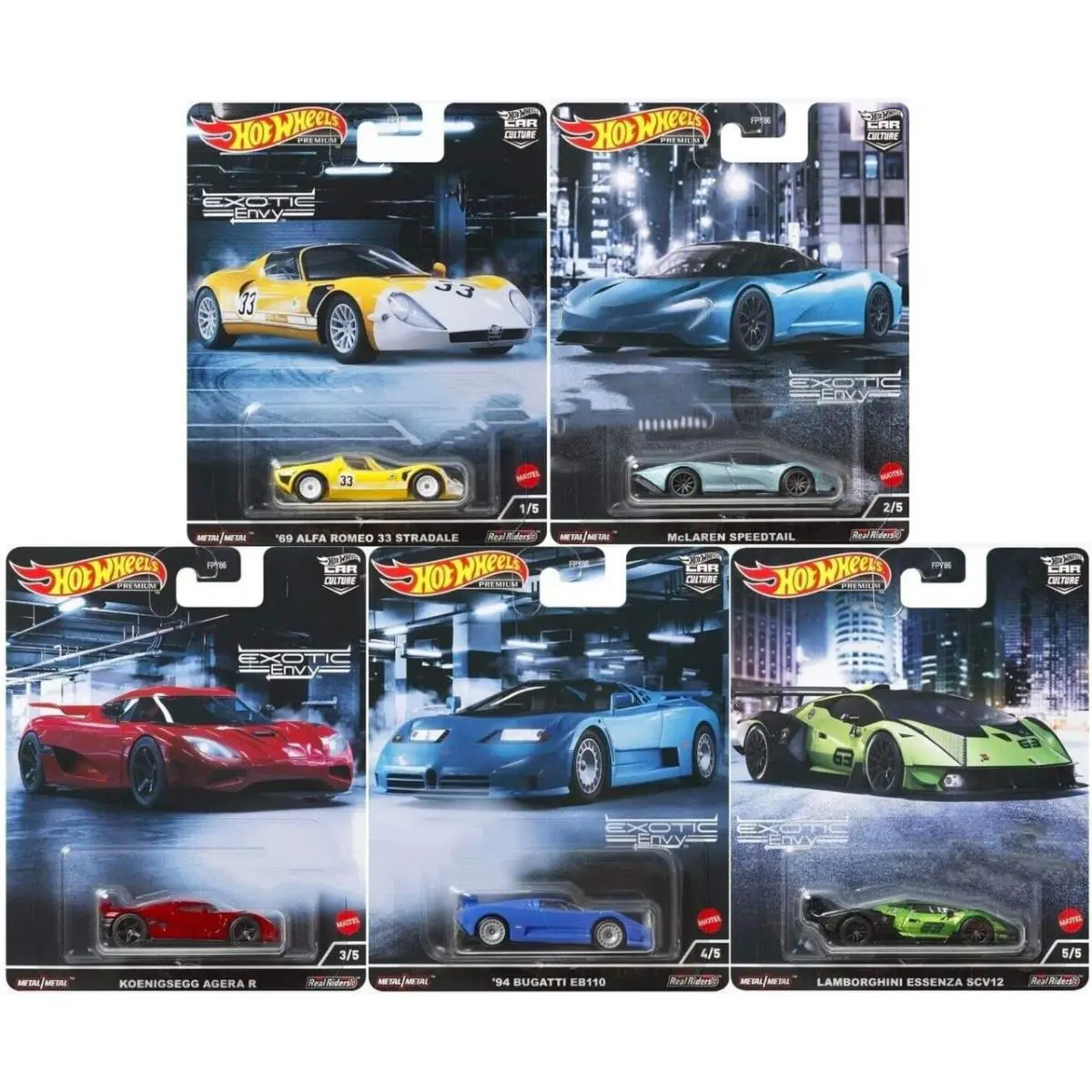 Hot Wheels Car Culture 2022 Exotic Envy Die-cast 5-Pack FPY86-957M