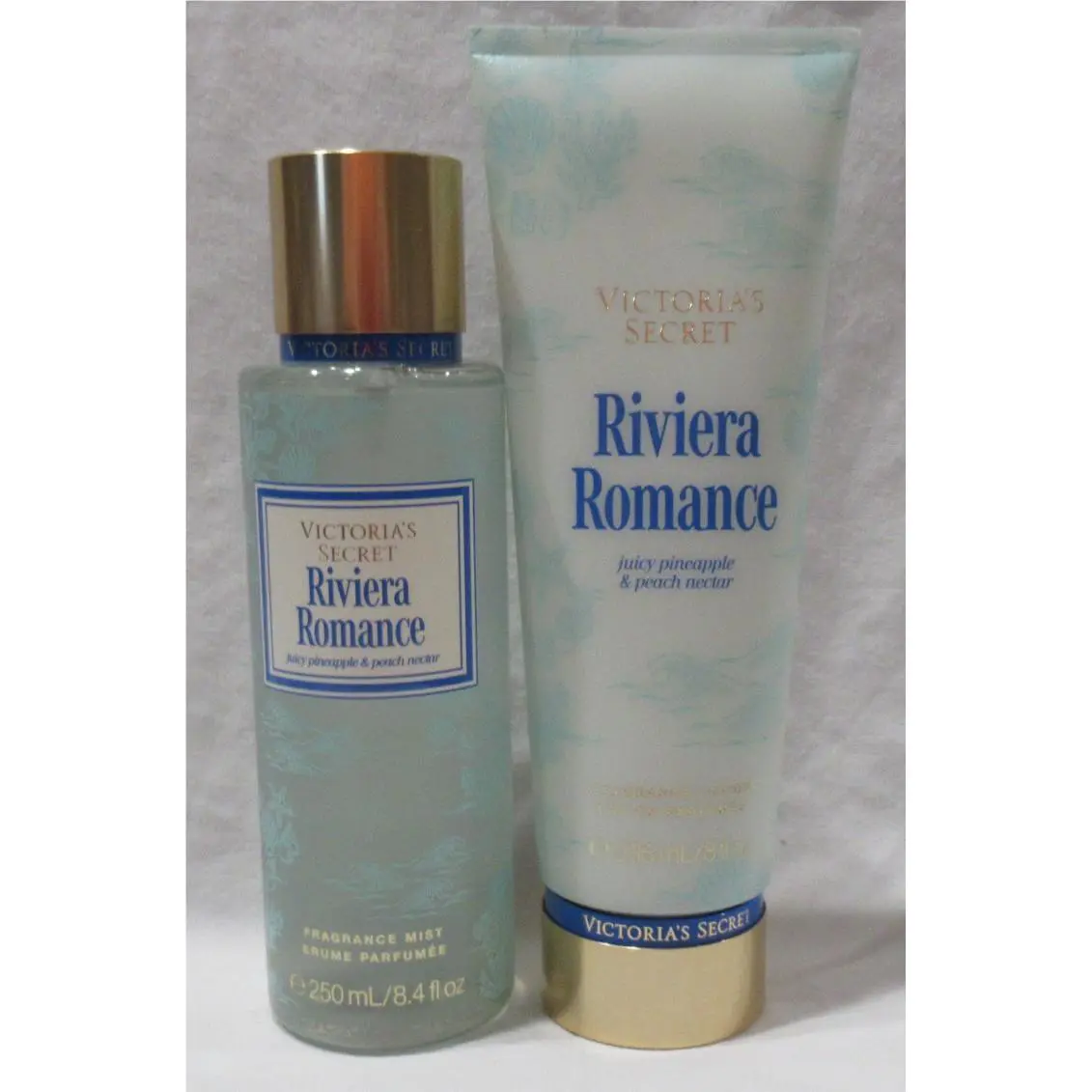 Victoria`s Secret Fragrance Mist Lotion Set Lot of 2 Riviera Romance Pineapple