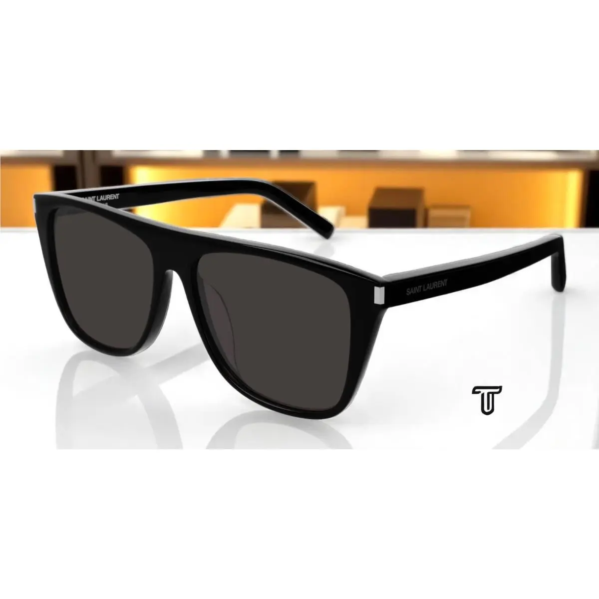 Saint Laurent Ysl 1 F 001 Square Black Shiny Black Black 58 mm Unisex Sunglasses