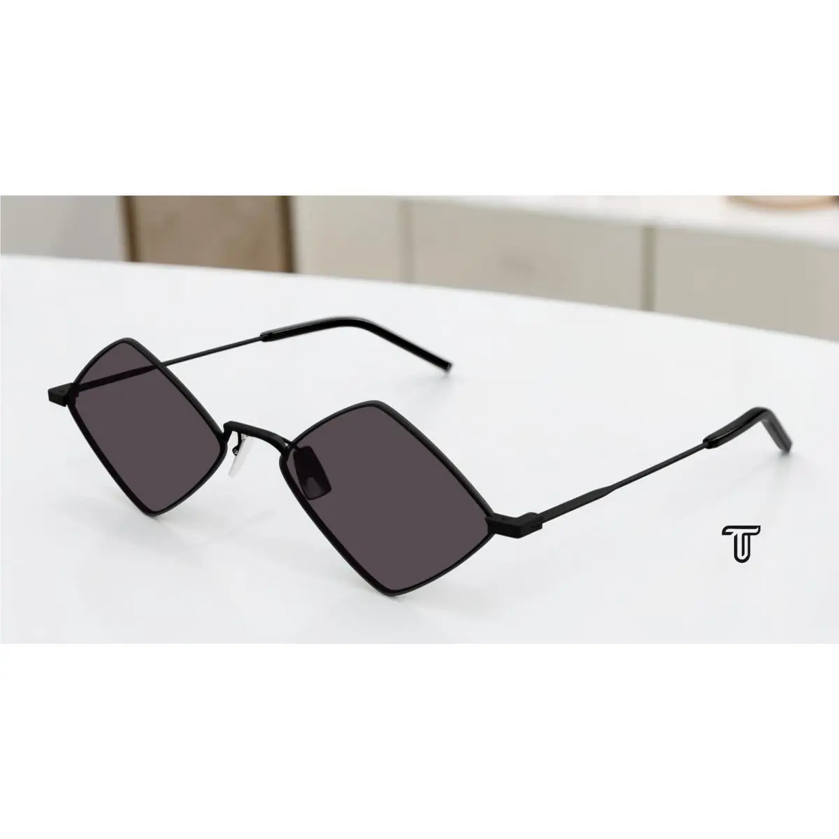 Saint Laurent SL 302 Lisa 002 Geometrical Metal Black 55 mm Unisex Sunglasses by Yves Saint Laurent