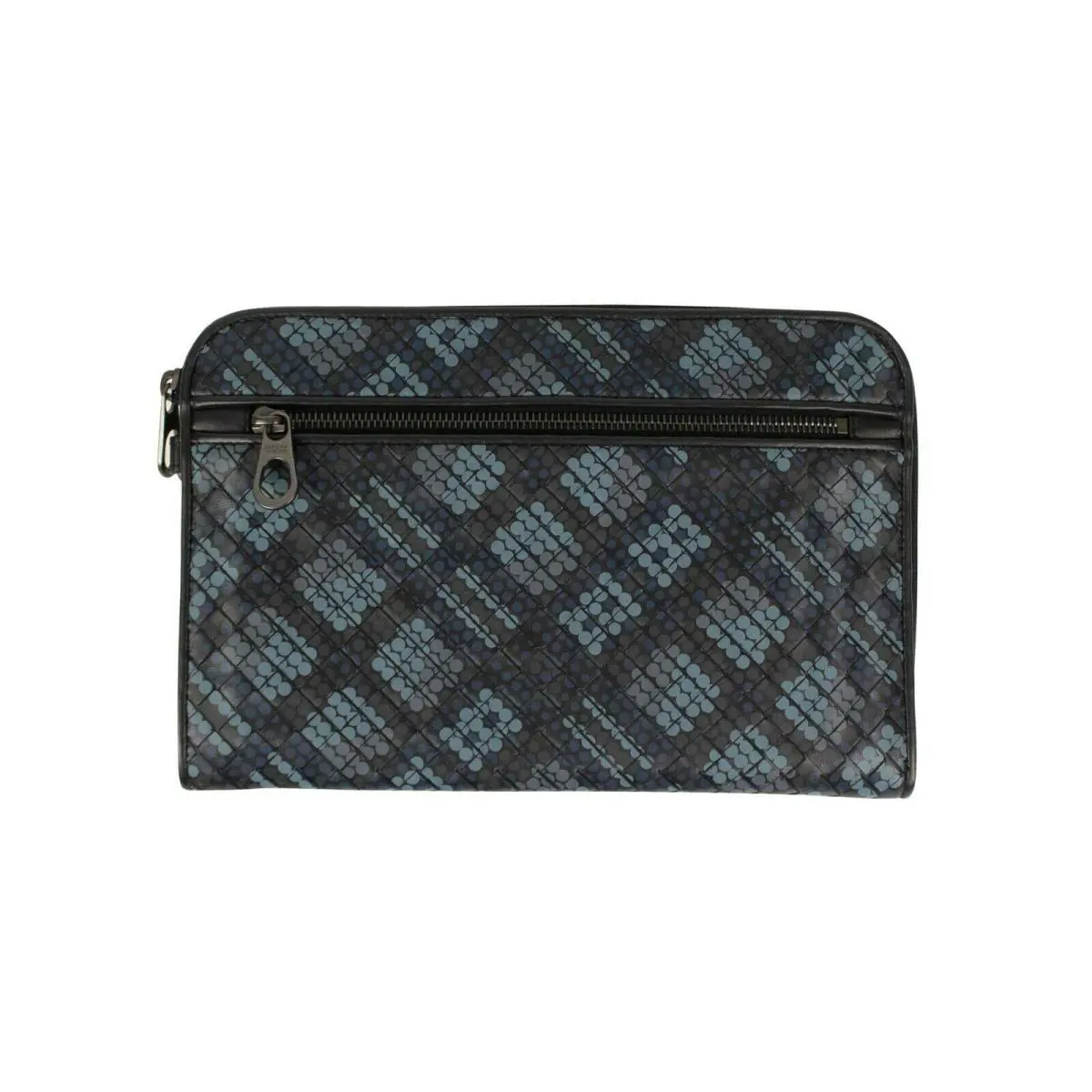 Bottega Veneta Blue Leather Urbandoc In Tartan Dots Document Case