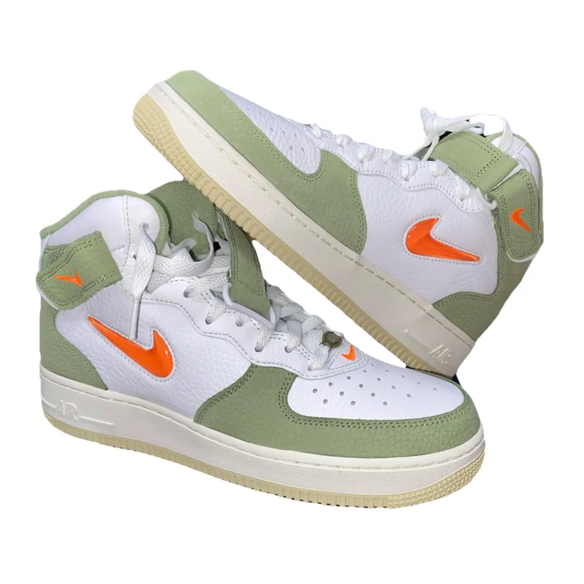 Nike Air Force 1 Mid QS White/orange/gr AF1 Men`s Sneakers-7.5M DQ3505-100