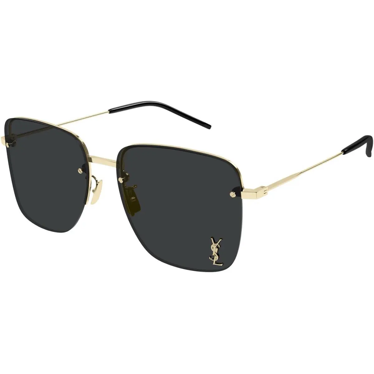 Saint Laurent SL 312 M 013 Gold Dark Grey Ysl Gold Logo Lens Women Sunglasses - Frame: Gold, Lens: Dark Grey