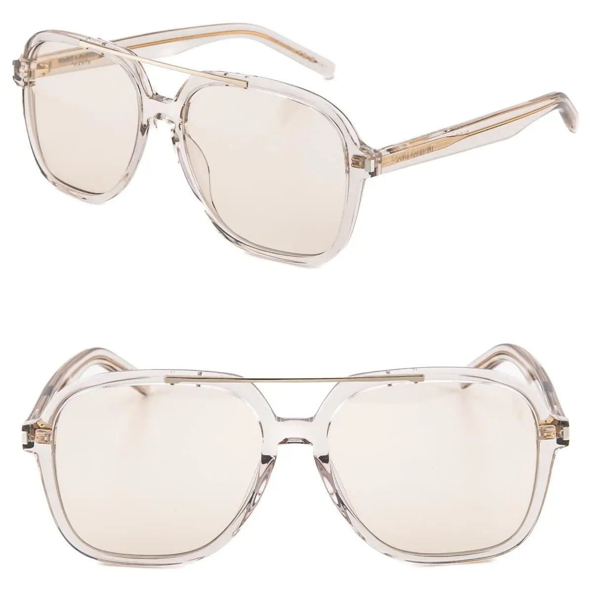 Saint Laurent SL 545 SL545 Crystal Beige Aviator Unisex Sunglasses 002