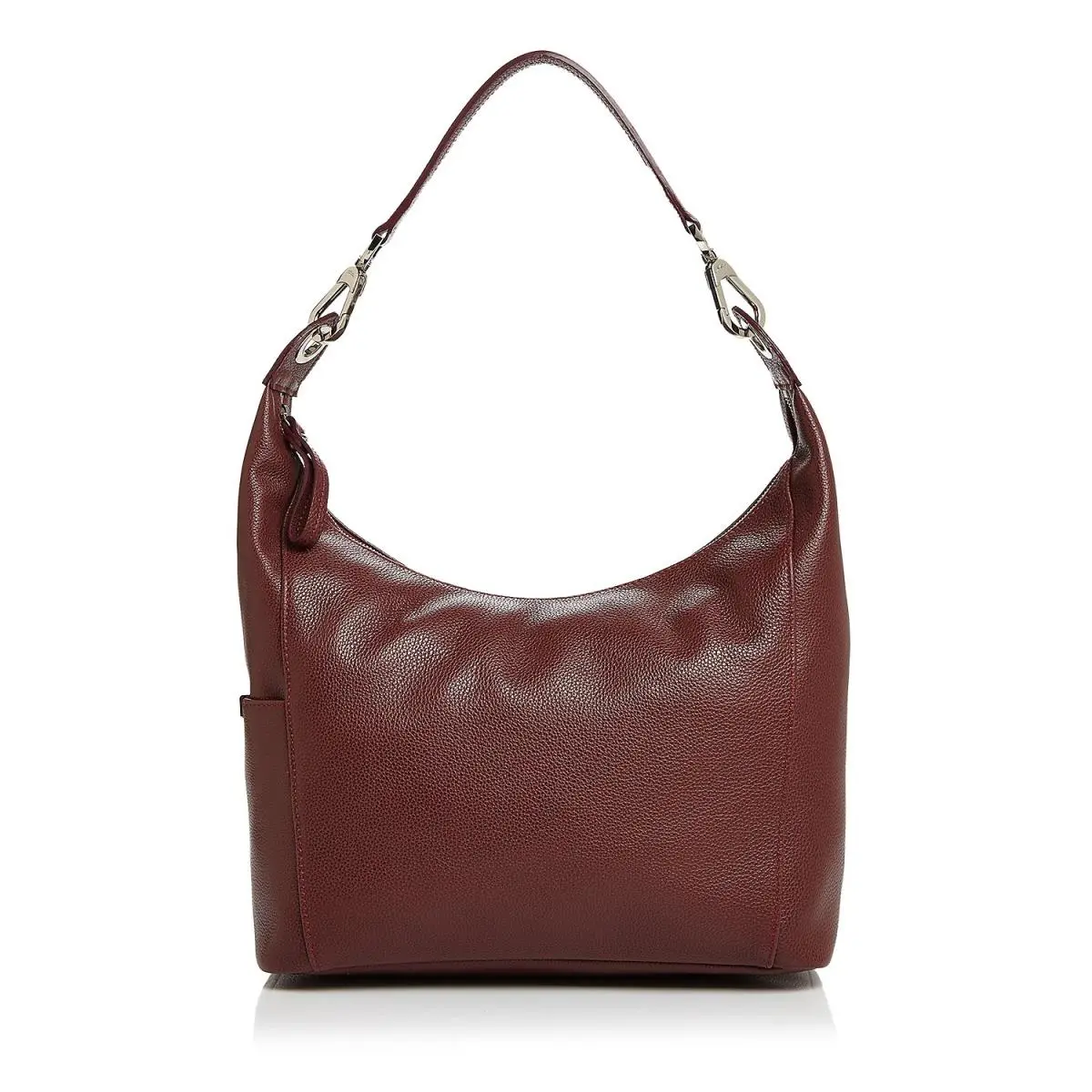 Longchamp Le Foulonne Leather Hobo Shoulder Bag Wine Red Lacquer