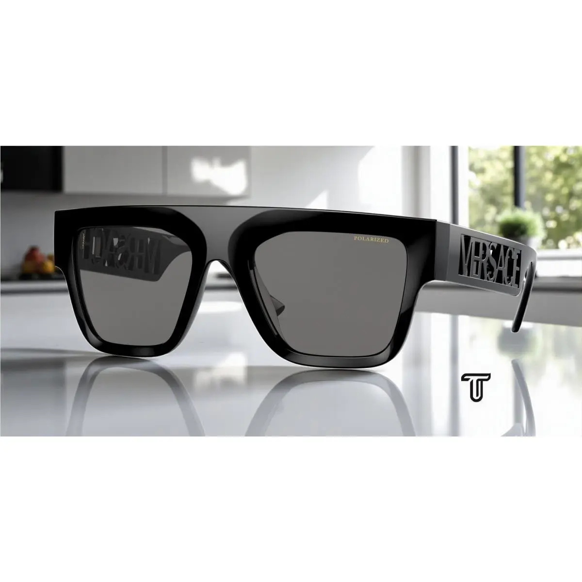 Versace VE4430U GB1 81 Black Dark Grey Polarized 53 mm Men`s Sunglasses