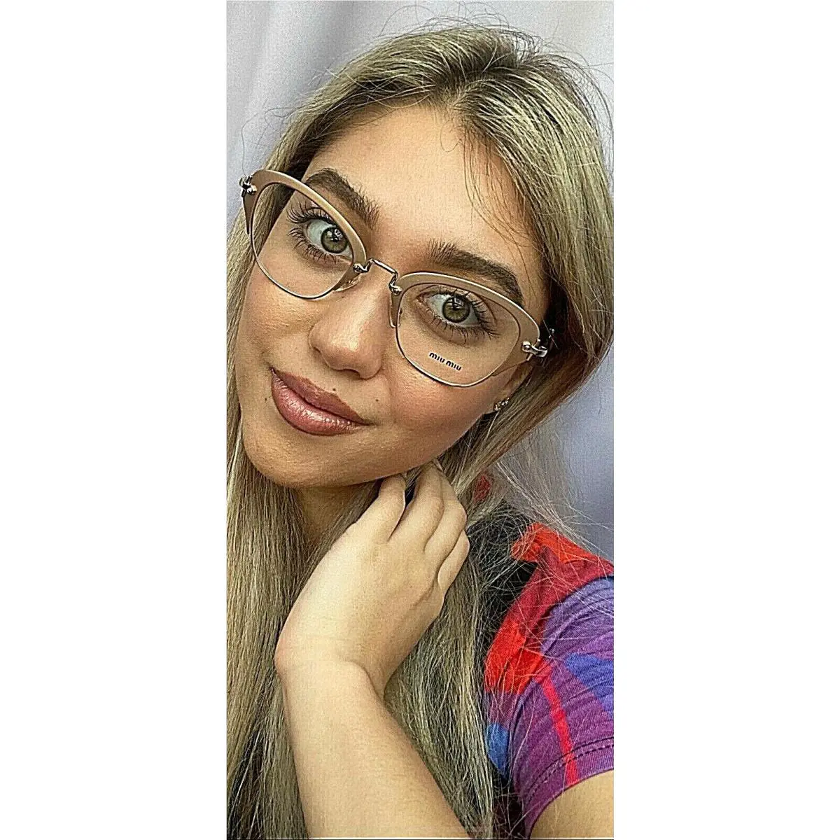 Miu Miu Vmu 53O 50mm Gold Cat Eye Oversized Women`s Eyeglasses Frame