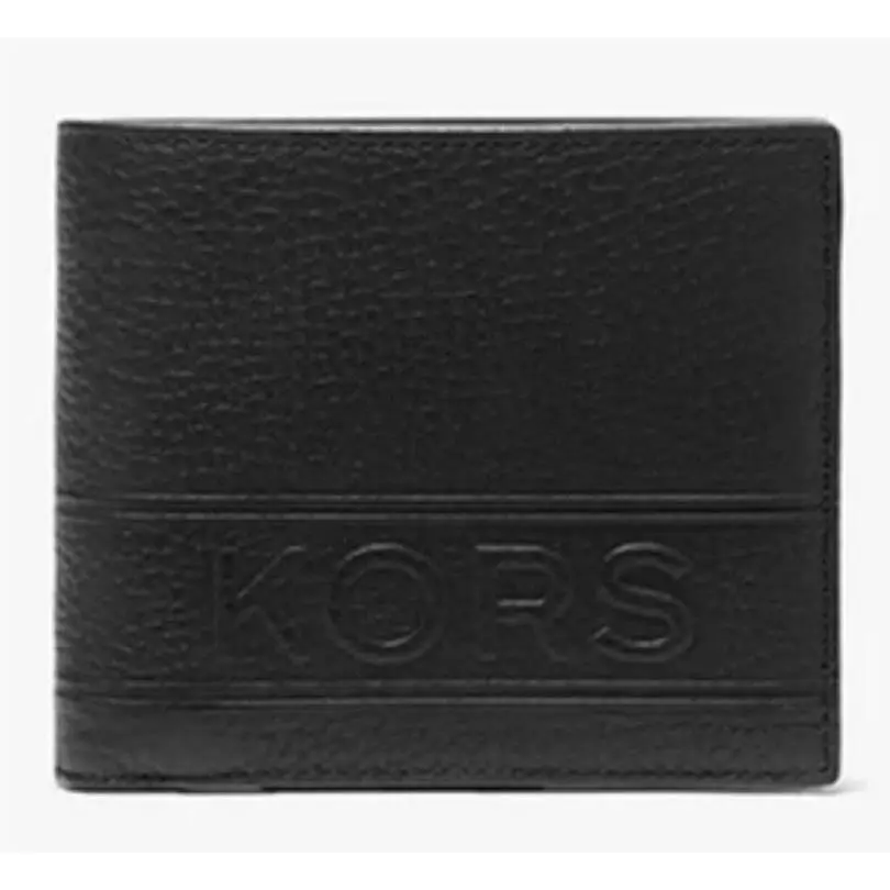 Hudson Embossed Pebbled Leather Tall Card Case Black by Michael Kors