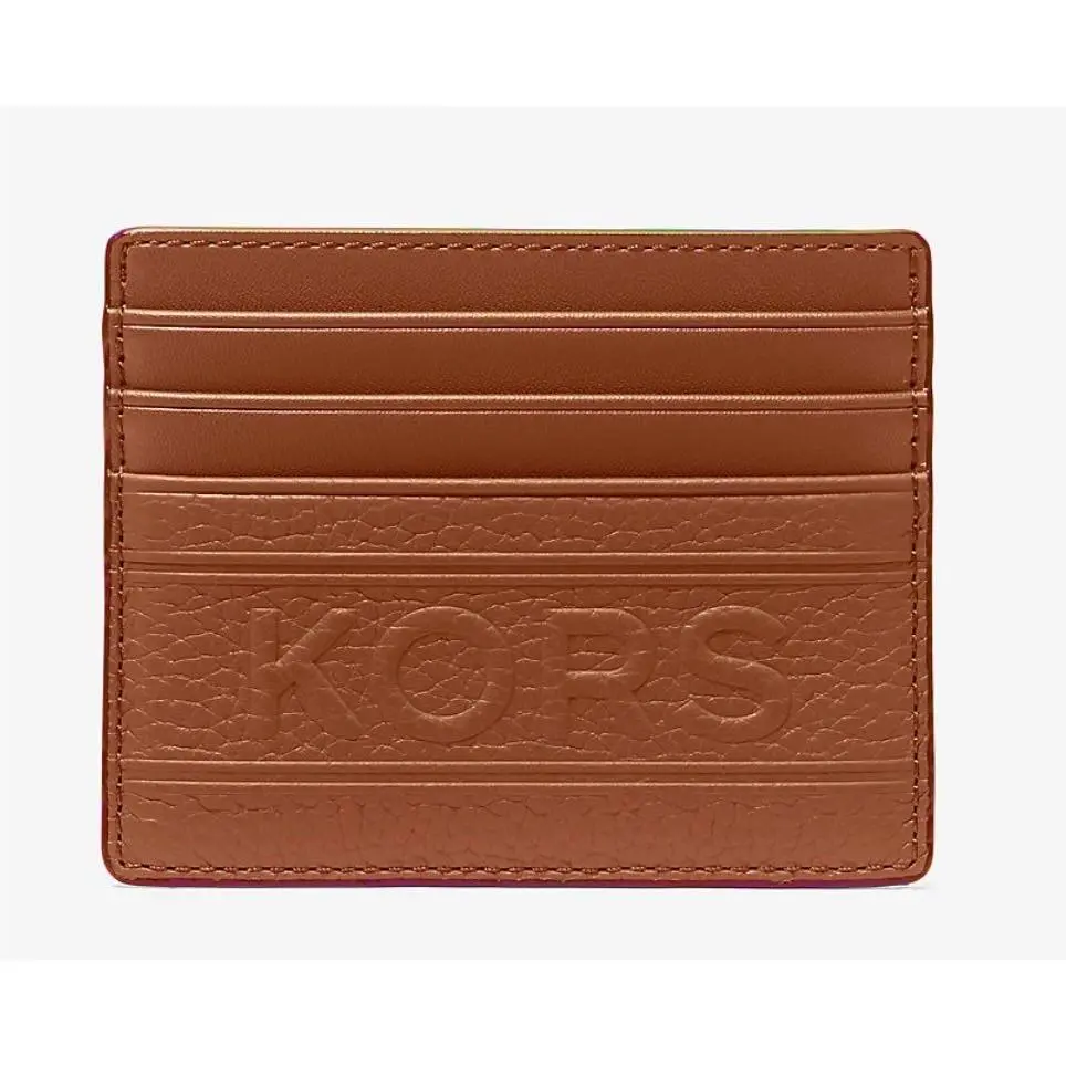 Hudson Embossed Pebbled Leather Tall Card Case Luggage by Michael Kors