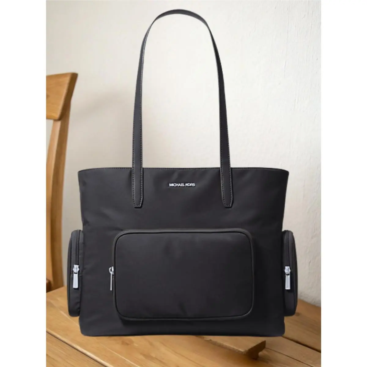 Khai Women Large Nylon Multifunction Zip Pocket Tote Bag Handbag MK BLACK by Michael Kors