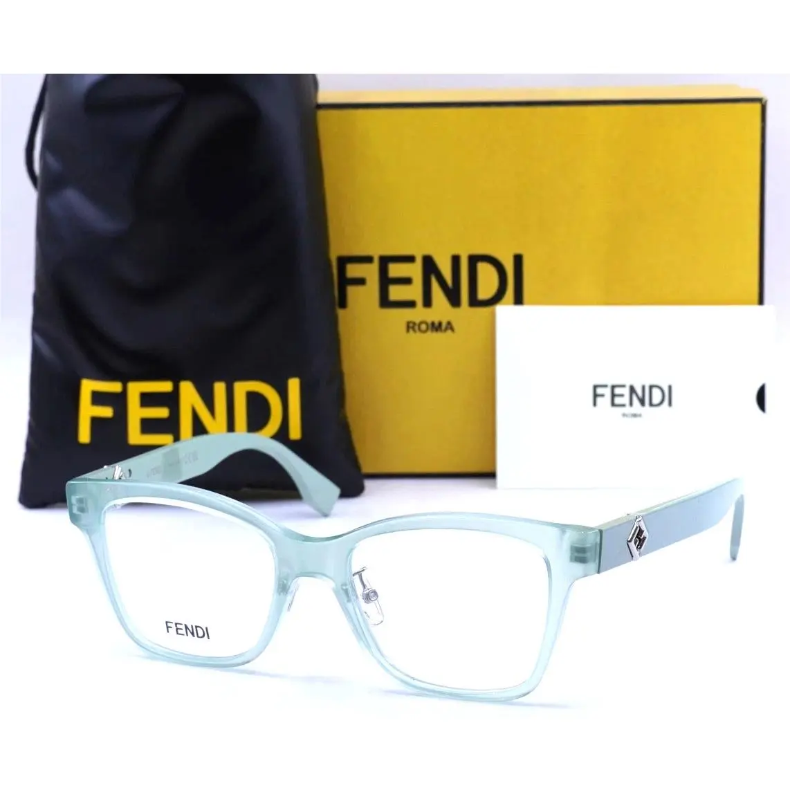Fendi Diamonds FE50117I 093 Transparent Light Green Eyeglasses 55-15