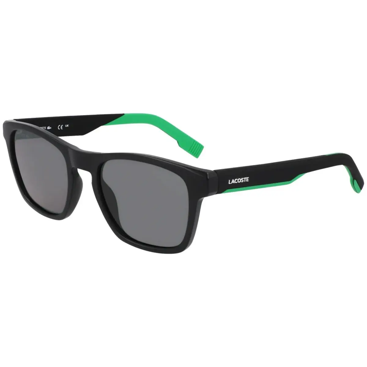 Men`s Soft Square Sport Sunglasses w/ Rubberized Temples - L6018S Matte Black/Grey (002) by Lacoste