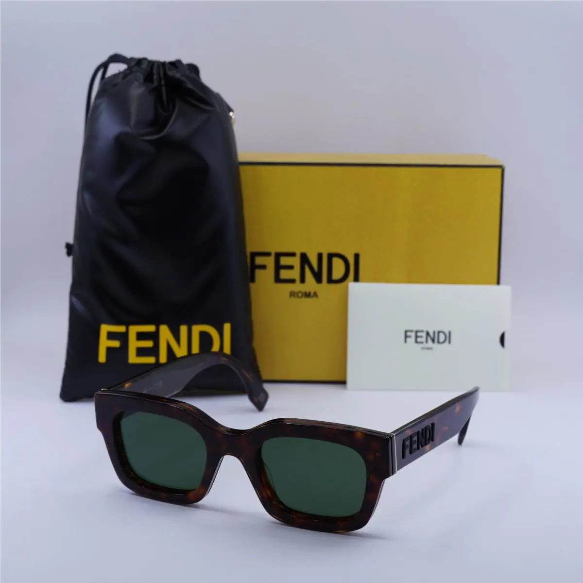 Fendi FE40119I 54N Dark Havana/green 50-22-150 Sunglasses