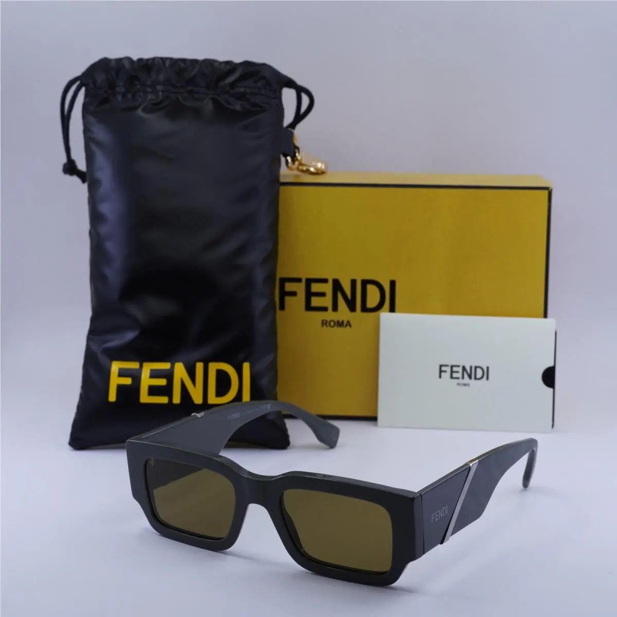 FE40131I 20E Shiny Grey/brown 51-20-150 Sunglasses by Fendi