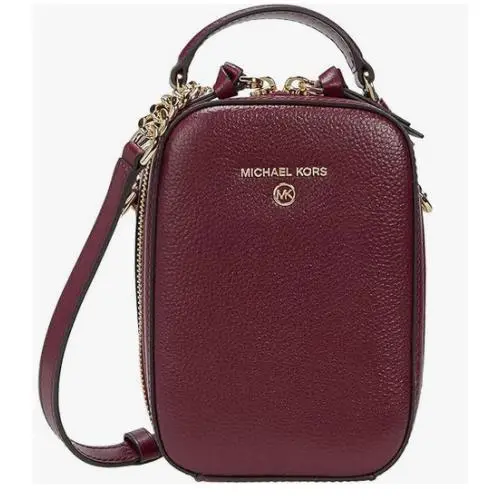 Michael Kors Jet Set Sm NS Leather Top Handle Phone Crossbody Dark Berry