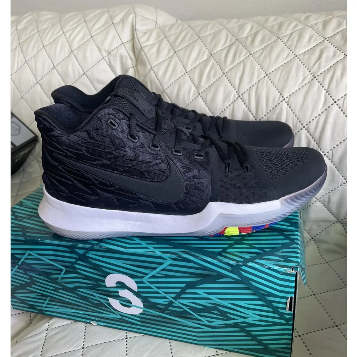 Nike Kyrie 3 ‘black Multi-color’ Black Ice Sku 852395-009 US Men’s Size 14 Rare