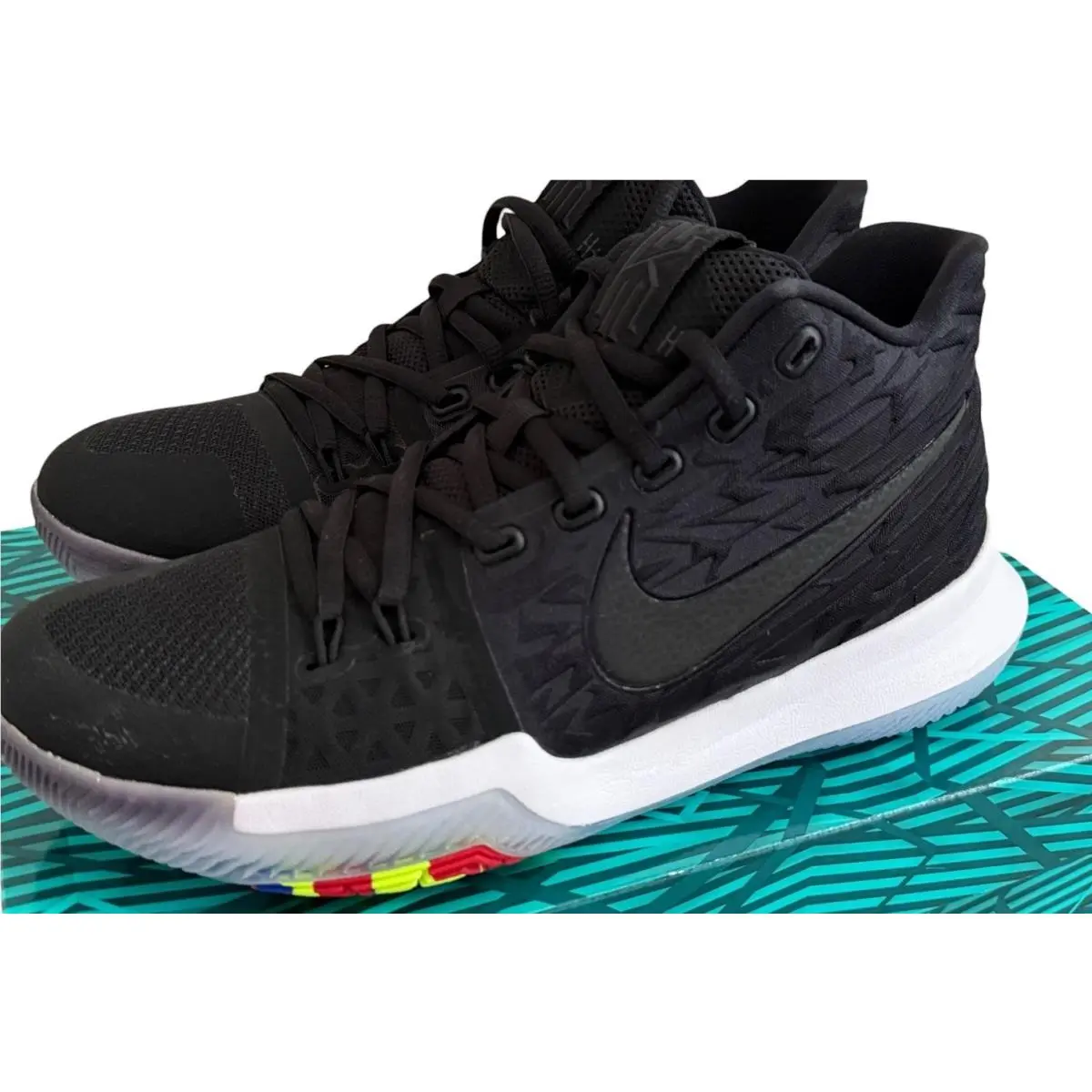 Nike Kyrie 3 Black Multi-color Basketball Shoes Men`s Size 8.5 852395-009