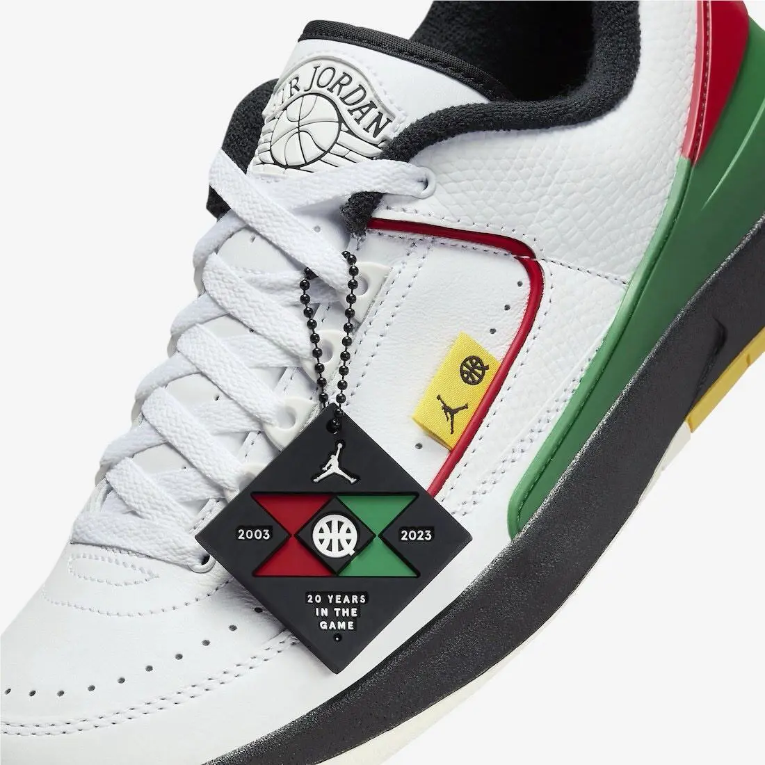 Nike shoes - Air Jordan Air Jordan 2 Retro Low - FN7686-100 - White/Black/University Red/Amarillo/Classic Green 0