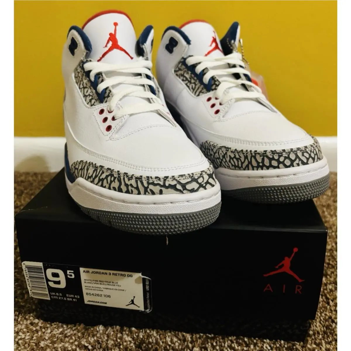 Deadstock  Air Retro Jordan 3 True Blue 2016 Release 854262-106 Size 9.5 by Nike