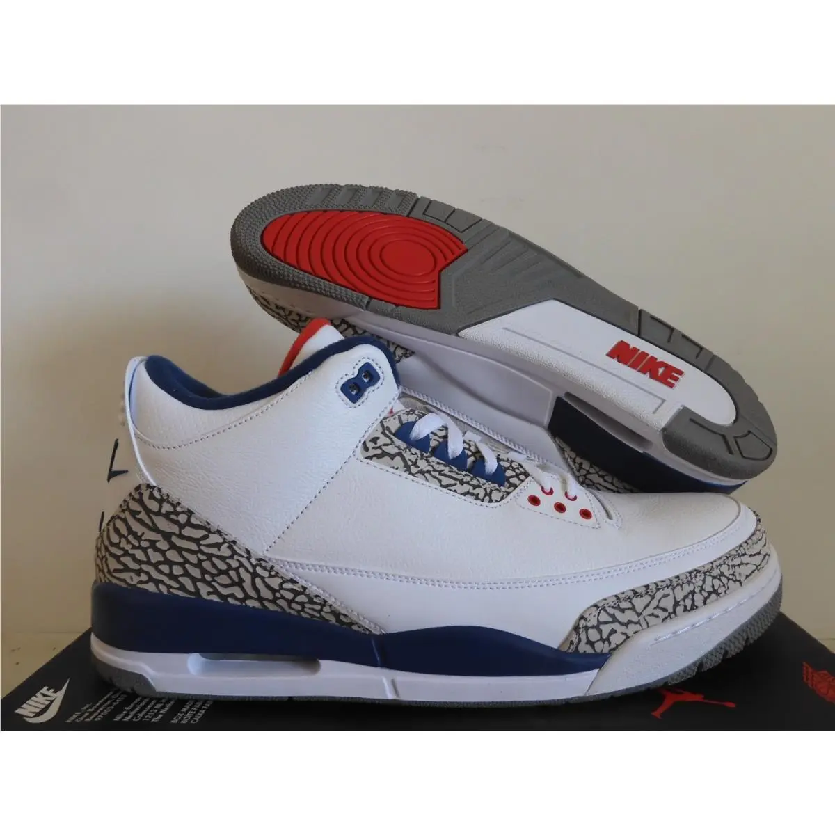 Nike Air Jordan 3 Retro OG White-fire Red-true Red-blue Sz 16 854262-106