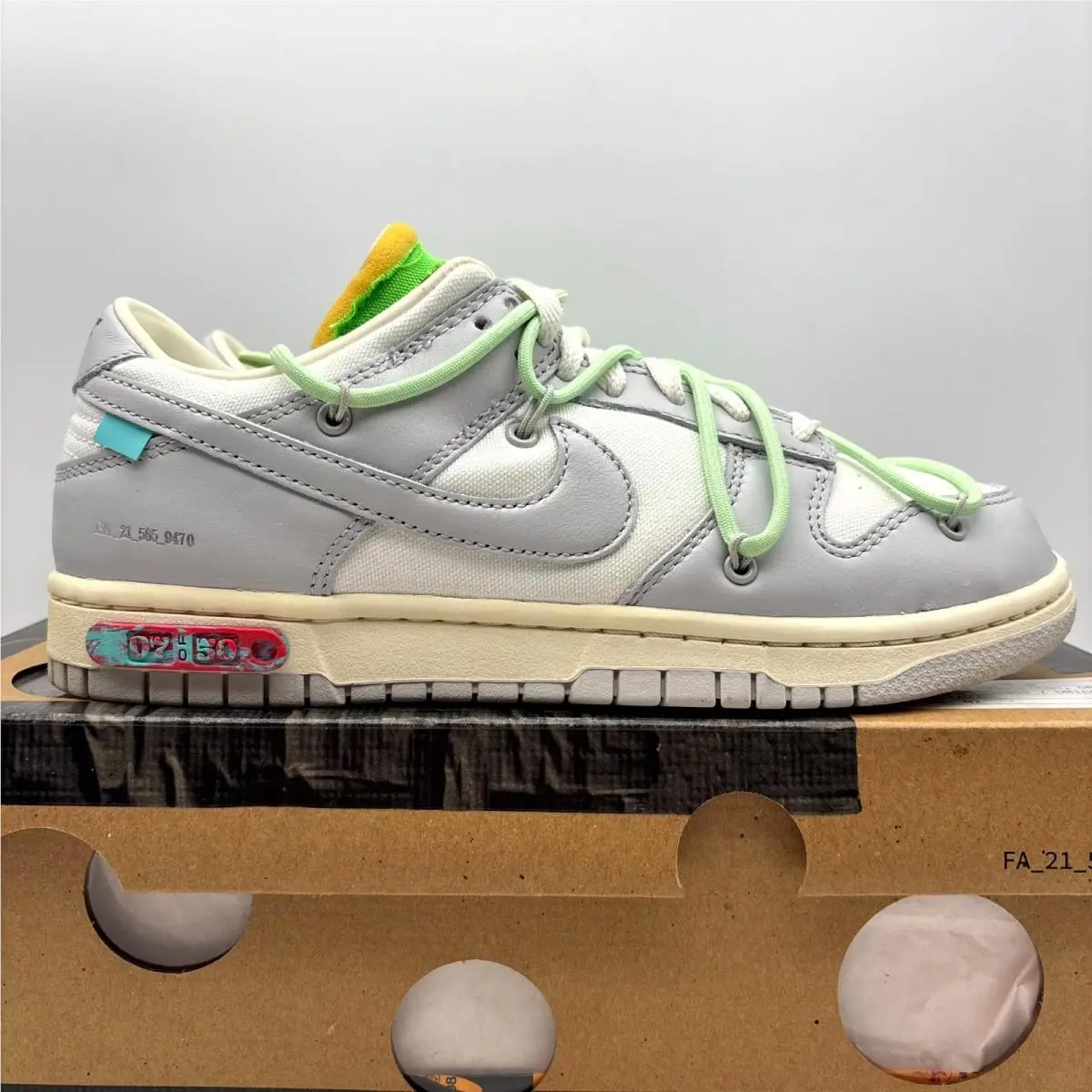 Nike Dunk Low Off-white Lot 7 Gray Leather Athletic Shoes 7.5 Men`s DM1602-108