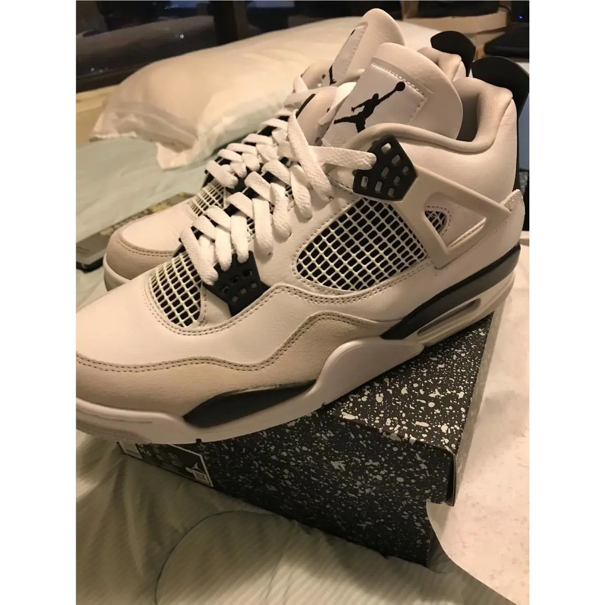 Nike shoes - AIR JORDAN 4 RETRO Military Black - WHITE/Black-Neutral Grey 3